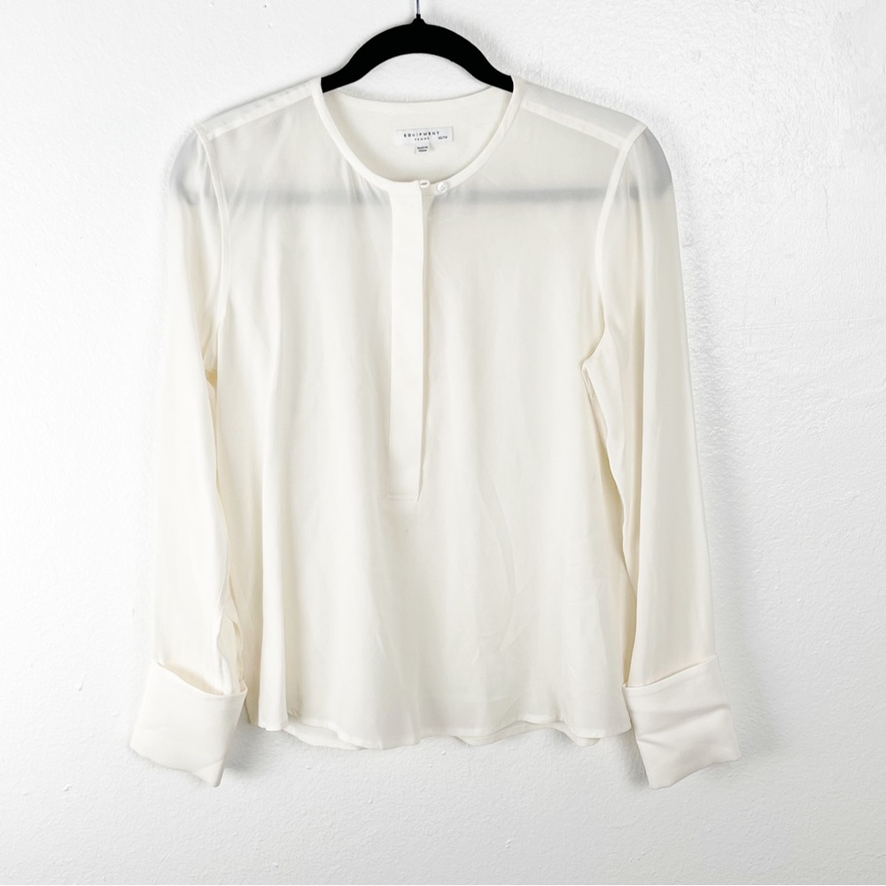 EQUIPMENT Sheer Long Sleeves Shirttail Hem Long Sleeves Blouse Size XS Office